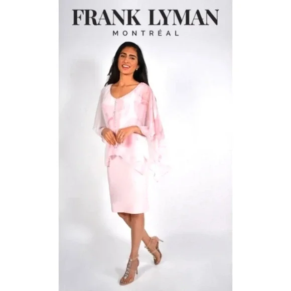 Frank Lyman Montreal Blush Pink Shift Dress Chiffon Overlay Size 6 NWT - Picture 8 of 8